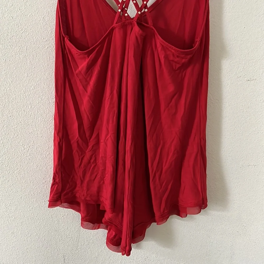 Candies Tank Top Red Gold Party Festival Size Medium - Picture 7 of 13